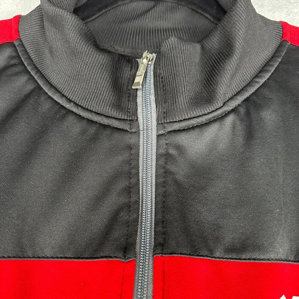 Lotto Track Jacket Mens XL Black Red Gray Full Zip Colorblock Athletic